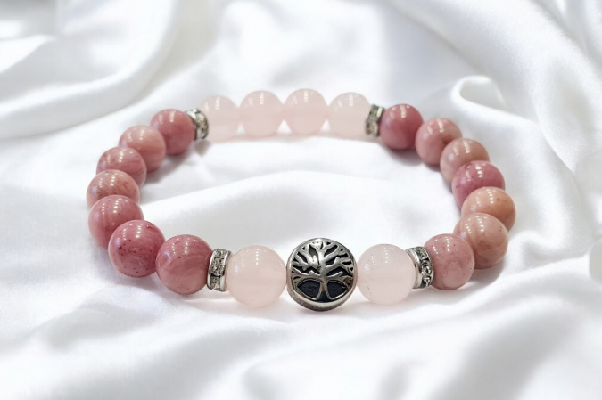 Bracelet quartz rose rhodonite